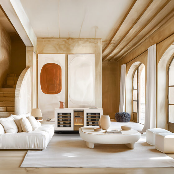 Meuble à vin Harmonie EuroCave - Buffet intégrant une cave de mise à température de dégustation avec 2 compartiments indépendants - Intérieur Design